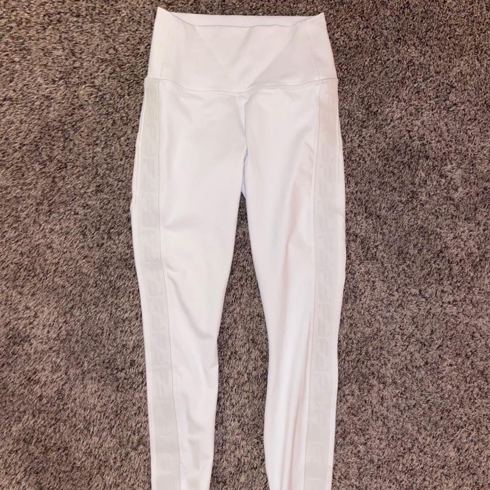 Fabletics white leggings with logo details